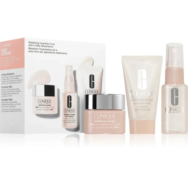 Clinique Moisture Surge Kit de soins de la peau Hydratant auto-réparant 100H 15 ml + Spray visage Soulagement