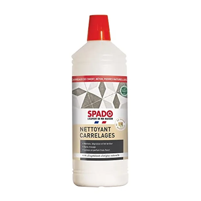 SPADO - Nettoyant carrelages - Nettoie, dégraisse et fait briller - Sans rinçage - Parfum fleuri - Au savon