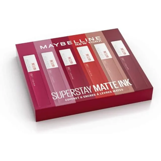 Maybelline New York - Coffret Exclusif de 6 Rouges à Lèvres Liquides Longue Tenue - Superstay Matte Ink