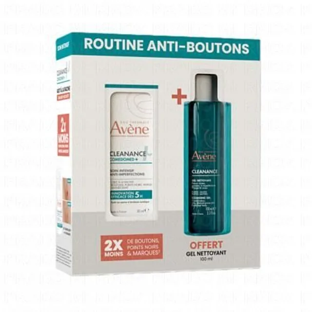 Avène - Coffret Cleanance - Routine Anti-boutons - Soin Intensif Anti-imperfections 30ml + Gel Nettoyant