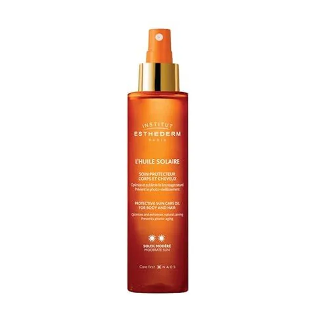 Esthederm solaires corps huile solaire soin protecteur corps et cheveux soleil modéré 150ml