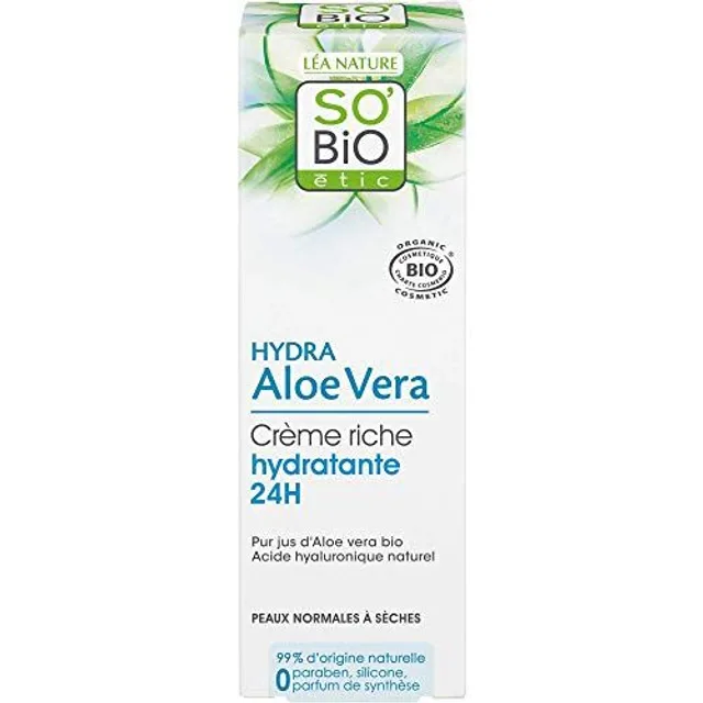 Crème Visage Hydratante 24h Crème Riche À L'aloe Vera Bio So'bio Etic - Le Tube De 50 Ml
