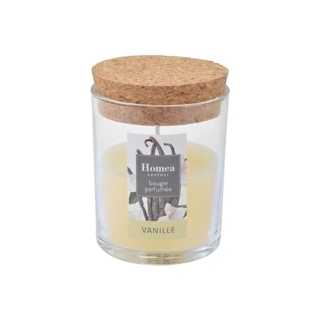 Bougie Verrine avec Couvercle Liege D7 x 8,7 cm Essentiel Parfum Vanille