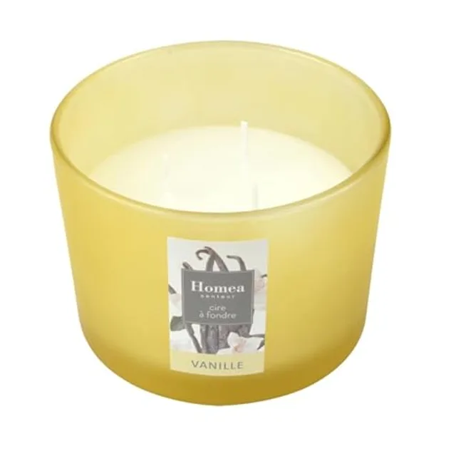 Bougie Verrine 3 Meches D11 x 8 cm Essentiel Parfum Vanille
