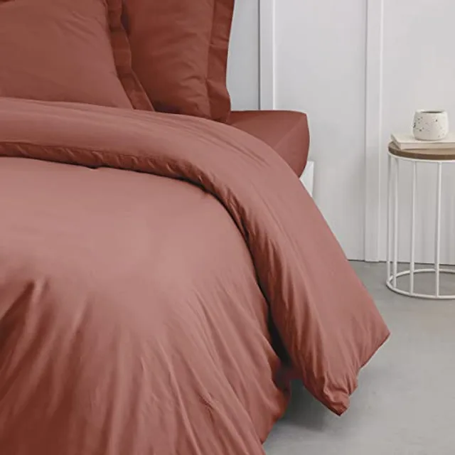 Housse de couette 100% coton ESSENTIAL - ROUGE TERRACOTTA 260X240
