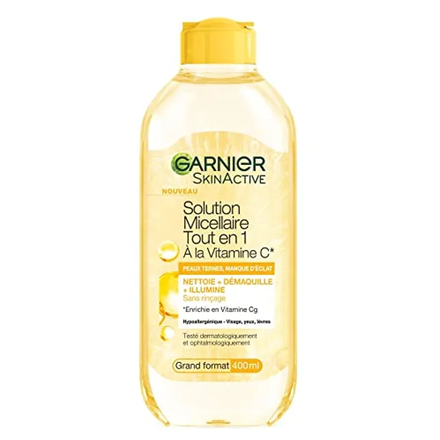 Garnier - Eau Micellaire Tout-en-1 - Enrichi en Vitamine C - Booster d'Eclat - Pour les Peaux Ternes en