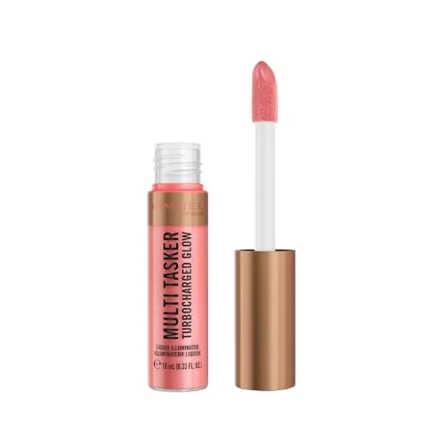 Rimmel Multi Tasker Turbocharged Glow, 002 Rosy Rebel, highlighter visage liquide, pigments nacrés