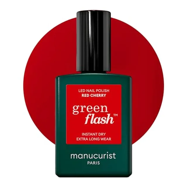 Manucurist Vernis Semi Permanent Rouge Cerise Green Flash - Vernis à Ongles Gel Red Cherry - Vernis 12-Free