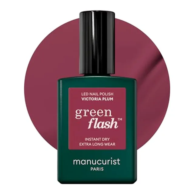Manucurist Vernis Semi Permanent Prune Green Flash - Vernis à Ongles Gel Victoria Plum - Vernis 12-Free, Bio