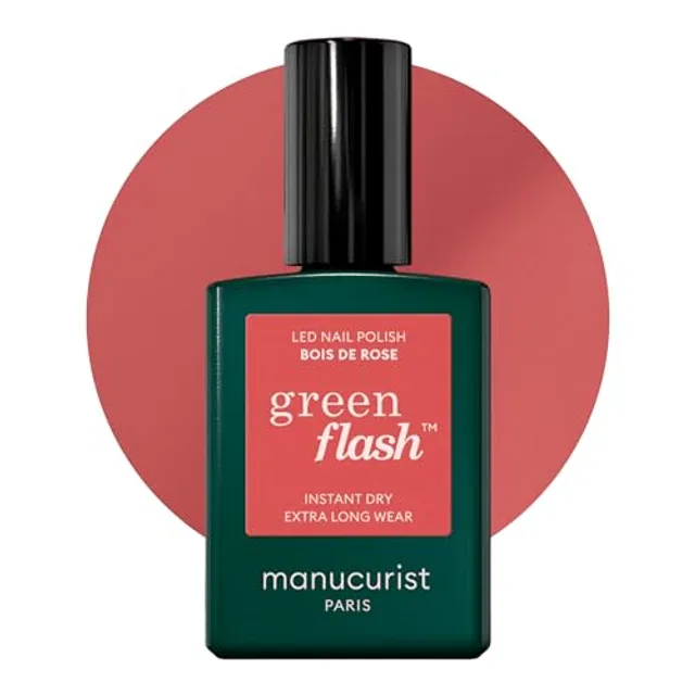 Manucurist Vernis Semi Permanent Rose Boisé Green Flash - Vernis à Ongles Gel Bois de Rose - Vernis 12-Free