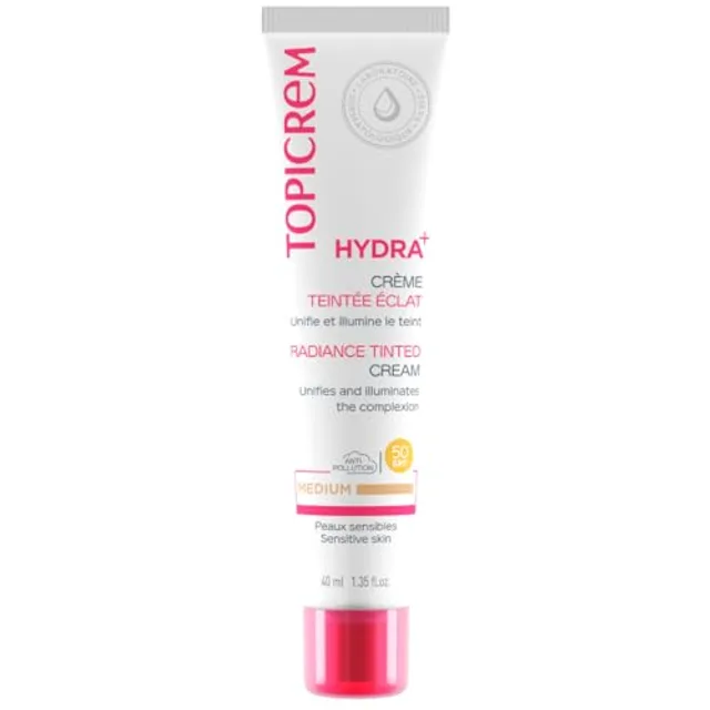 Topicrem - HYDRA+ Crème Teintée Éclat Médium - Crème Hydratante Teintée Peaux Sensibles et Déshydratées