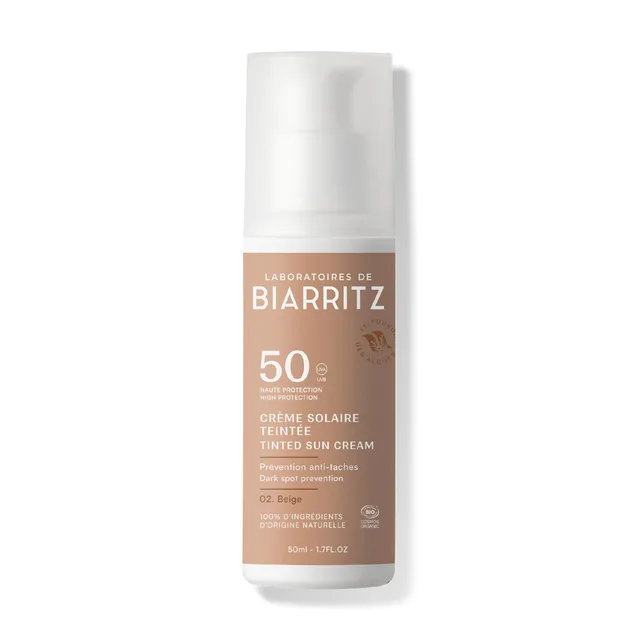 Laboratoires de Biarritz - Crème Solaire Visage Teintée Beige - SPF50 - Certifiée Bio - Unifie le Teint et