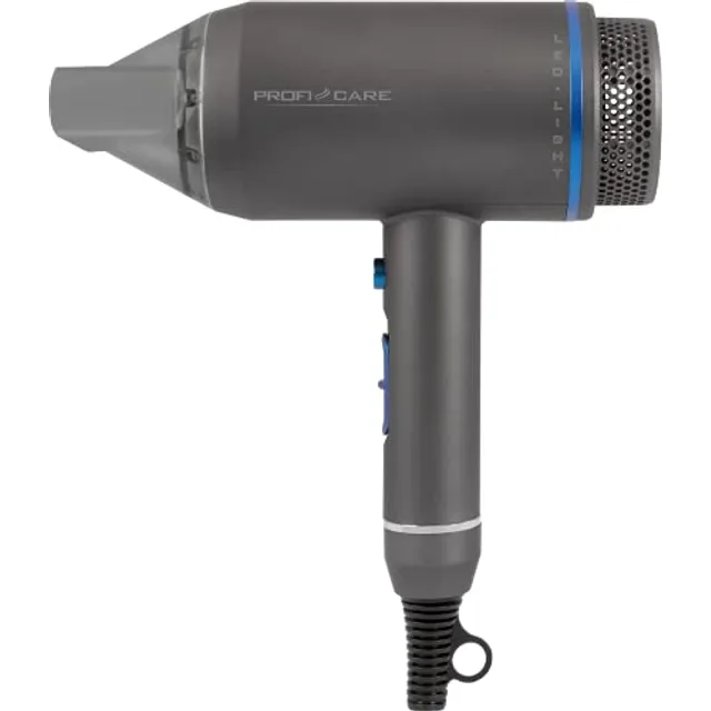 Sèche-cheveux ionique professionnel 3 niveaux de température eclairage led, proficare ht 3082, 1800 gris
