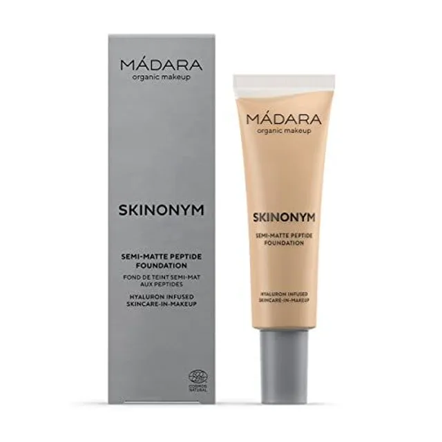 MÁDARA Organic Skincare |SKINONYM Semi-Matte Peptide Foundation, 35 TRUE BEIGE, 30ml – Boosted by