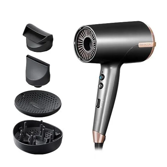 Remington Sèche-cheveux ionique séchage rapide ONE (120 km/h flux d'air, 2000W, 4 embouts : finition lisse et