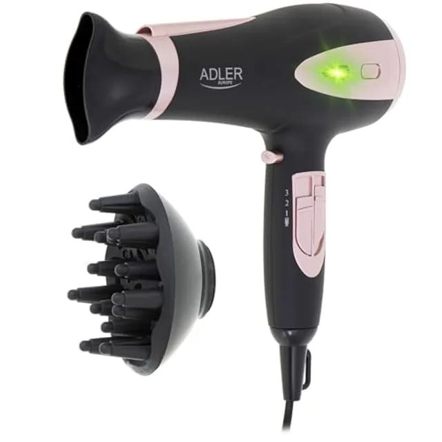 Adler AD 2248b Sèche-Cheveux Ionique 2400W Sèche-Cheveux avec Diffuseur Noir Sèche-Cheveux 3 Vitesses