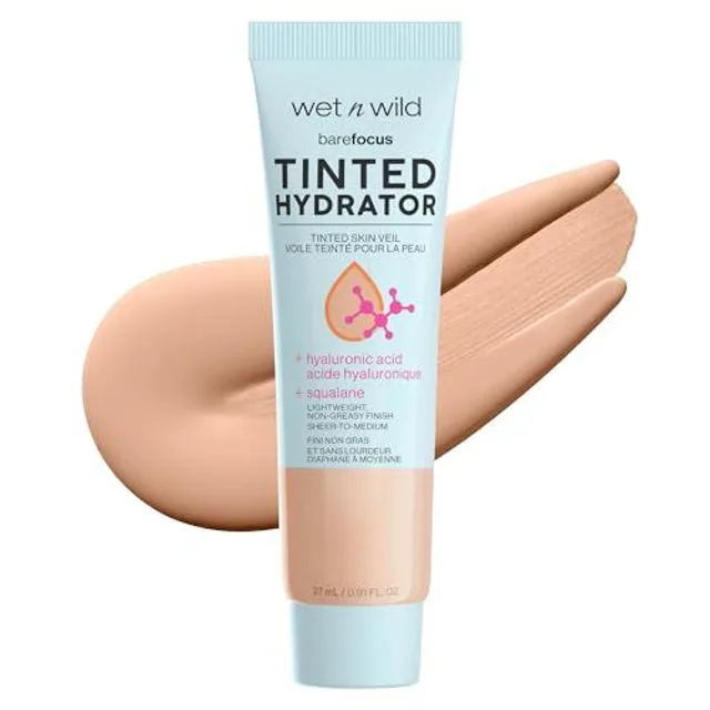 wet n wild, Hydratant Teinté Bare Focus pour une Peau Éclatante, Couverture Modulable Transparente à Moyenne