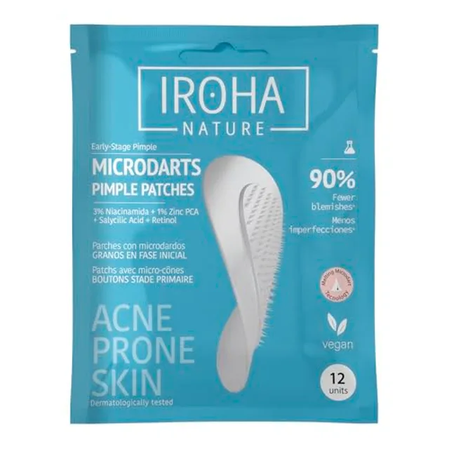 Iroha - Patchs anti-boutons micro-dart pour peaux à tendance acnéique avec acide salicylique Masque