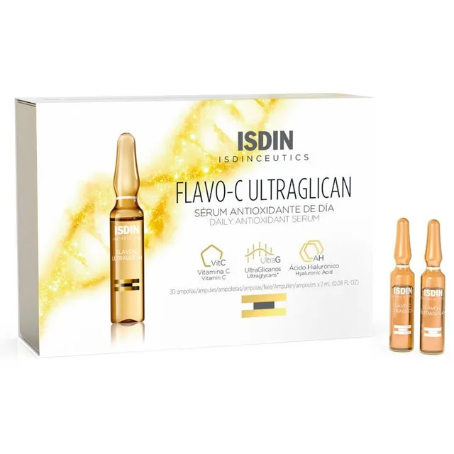 ISDIN Isdinceutics Flavo-C Ultraglican Antioxidant Day Serum (30 flacons) | Aide à protéger la peau des
