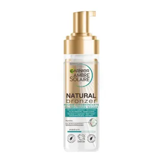 Mousse autobronzante transparente GARNIER Ambre Solaire - Enrichie à l'huile de coco - 200 ml