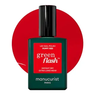 Manucurist Vernis Semi Permanent Rouge Vif Orangé Green Flash - Vernis à Ongles Gel Poppy Red - Vernis