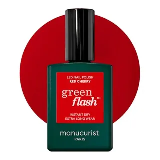 Manucurist Vernis Semi Permanent Rouge Cerise Green Flash - Vernis à Ongles Gel Red Cherry - Vernis 12-Free