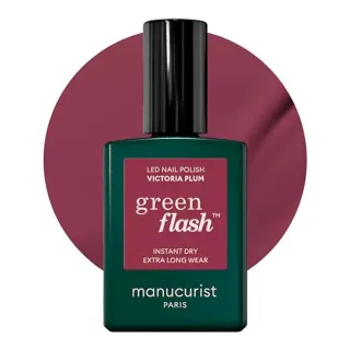 Manucurist Vernis Semi Permanent Prune Green Flash - Vernis à Ongles Gel Victoria Plum - Vernis 12-Free, Bio