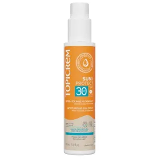 Topicrem - Sun Protect, Spray Solaire Hydratant Visage et Corps SPF30 - Fluide Solaire Très Haute Protection