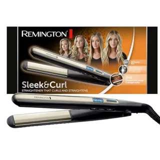 Remington S6500 Fer à Lisser, Fer à Boucler, Lisseur, Boucleur Sleek & Curl, Plaques XL Advanced Ceramic