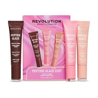 Revolution Peptide Glaze Edit, trio de sérums lèvres teintés | Coffret maquillage, 3 baumes hydratants à